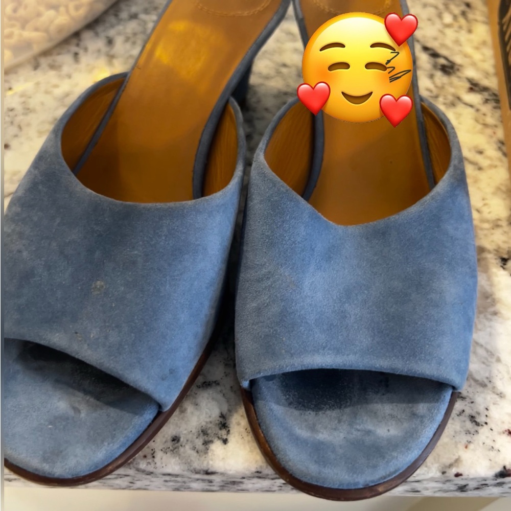 Chloe blue Suede Women's oli Mules. Size 38.5